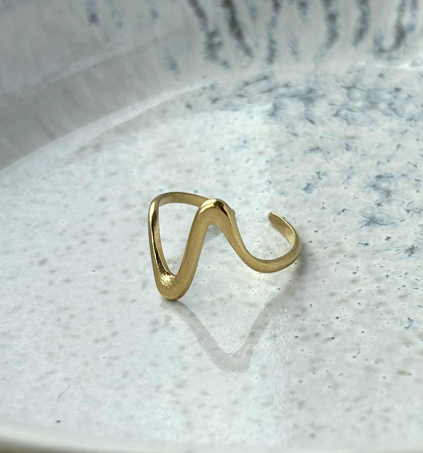 Tarnish Resistant Sound Wave Open Ring