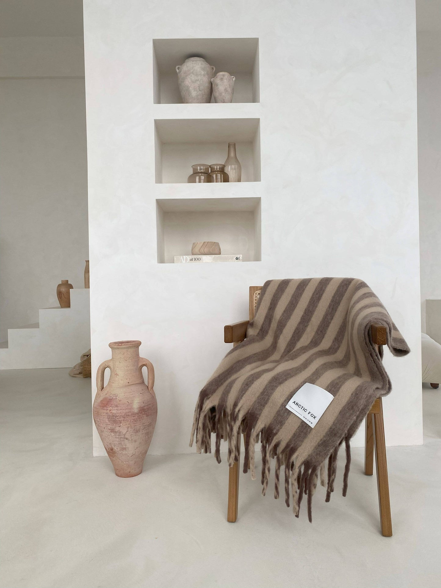 The Wool Stripe Throw - Burnt Umber Stripe - AW25