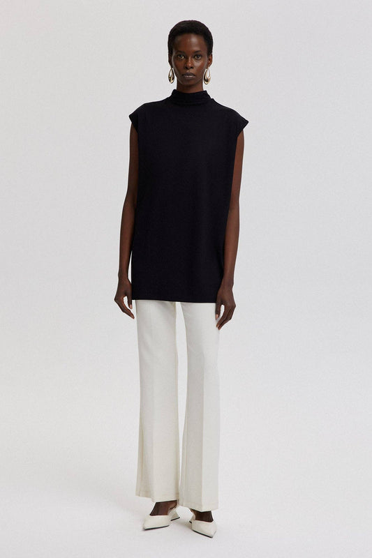 Sleeveless High Neck Relaxed Tunic Top