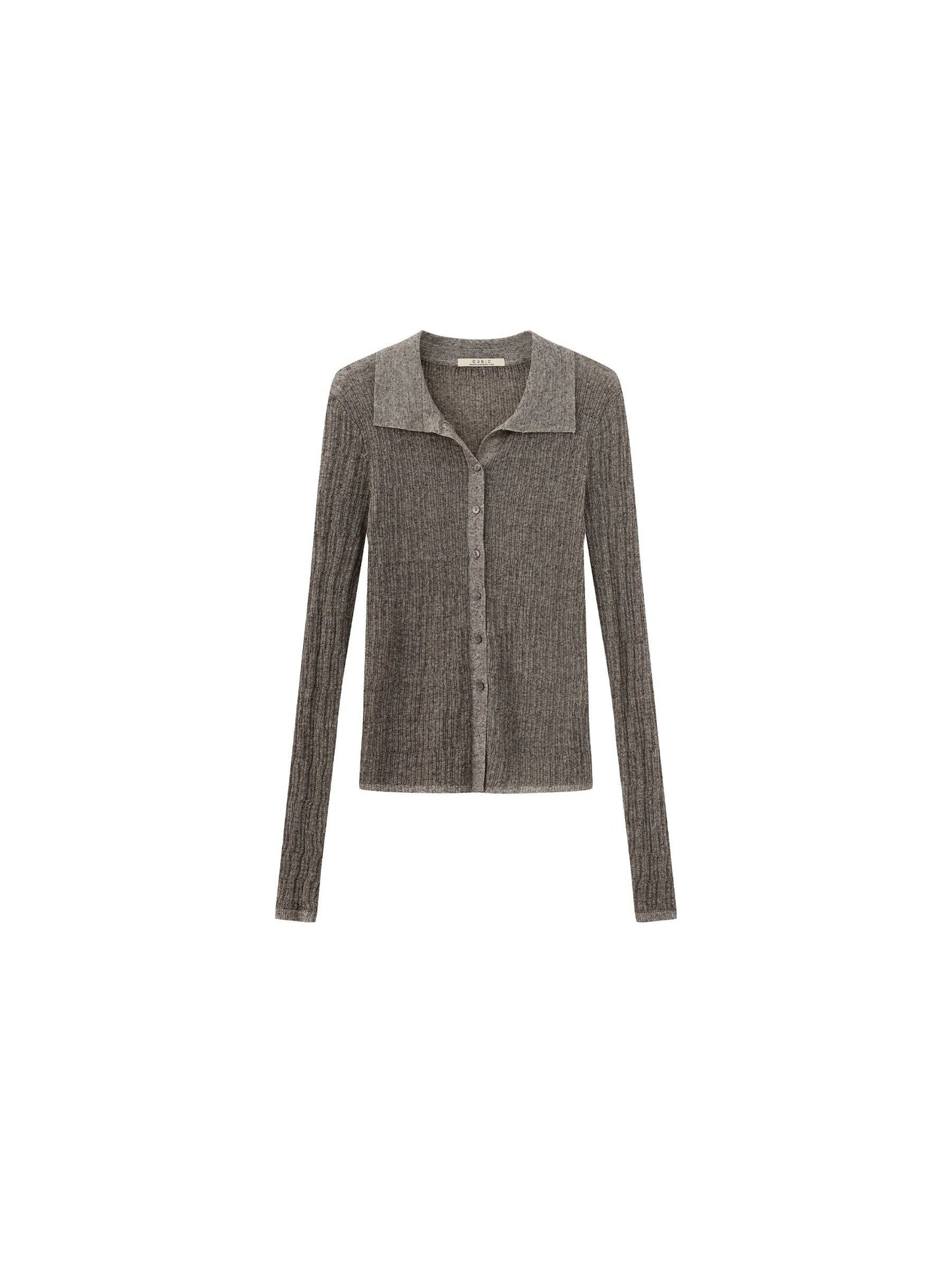 Linen Collared Long-Sleeved Knit Sweater