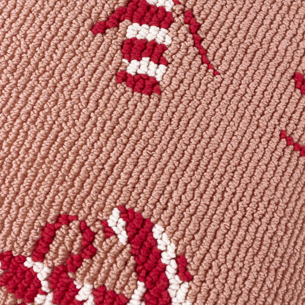 Candy Canes Tufted Cushion Pink/Red