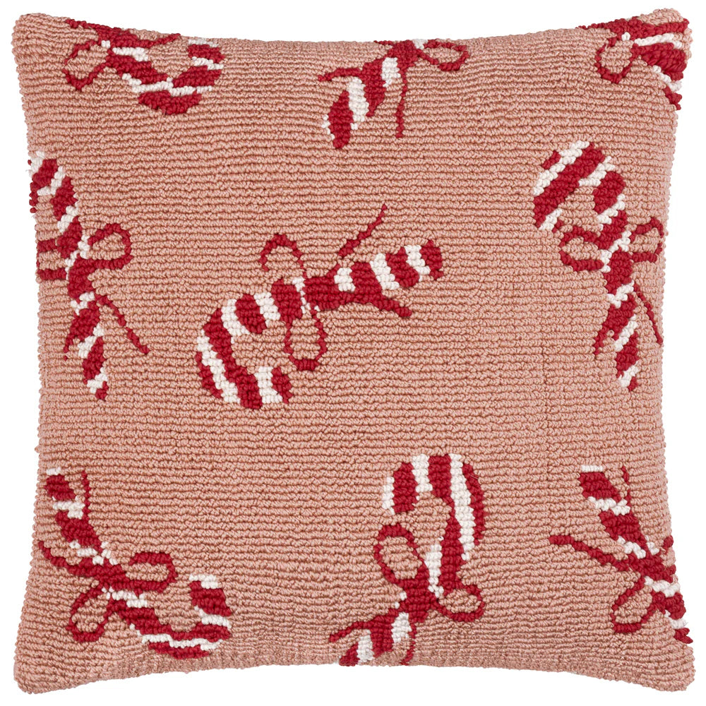 Candy Canes Tufted Cushion Pink/Red