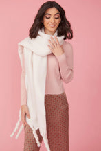 Load image into Gallery viewer, Cashmere and Silk Blend Check Scarf in Cream
