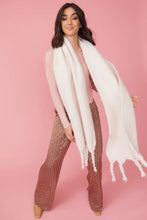 Load image into Gallery viewer, Cashmere and Silk Blend Check Scarf in Cream
