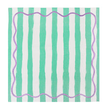 Load image into Gallery viewer, Pink &amp; Green Striped Cotton Napkins - 4 Pack
