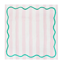 Load image into Gallery viewer, Pink &amp; Green Striped Cotton Napkins - 4 Pack
