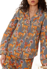 Load image into Gallery viewer, Womens Traditional Cotton Pyjama Set, Grey Untamed Cheetah Print
