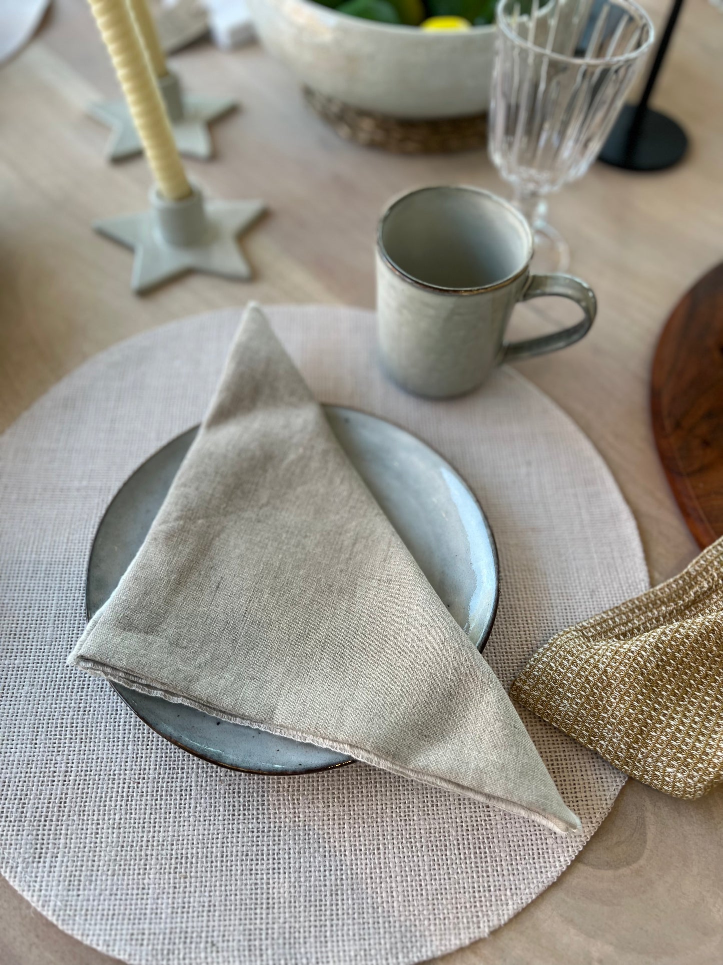 Set of 4 Organic Blue Mugs