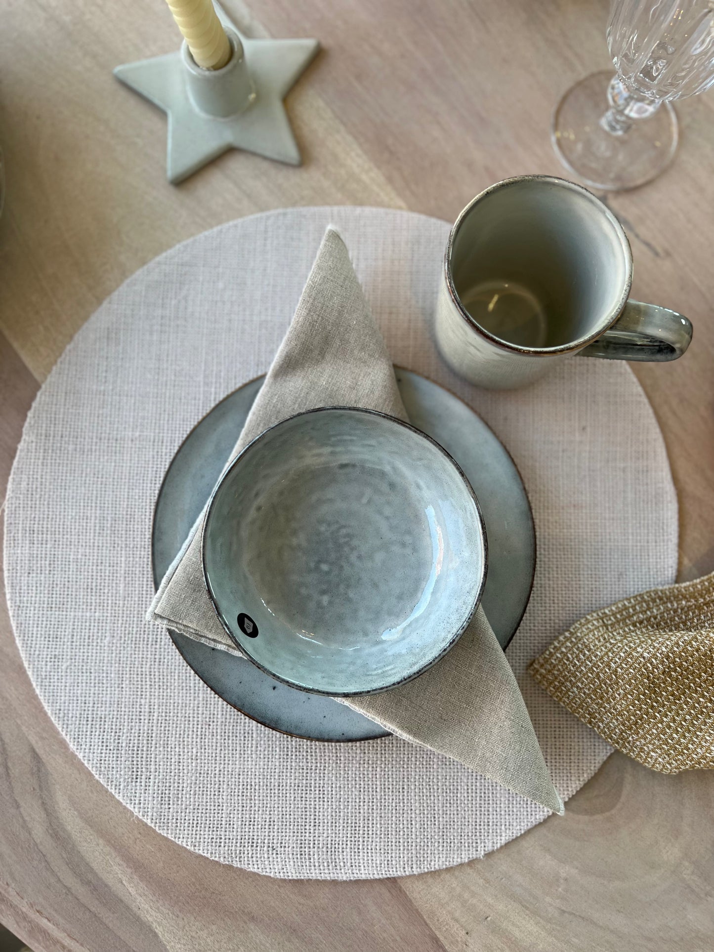 Set of 4 Organic Blue Mugs