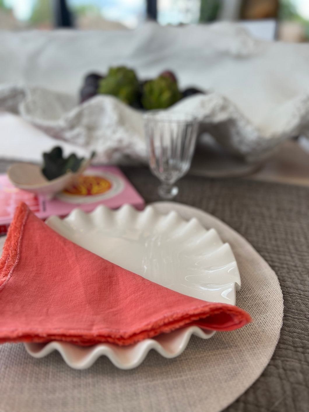 Set of 4 Coral Linen Napkins