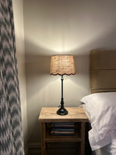 Load image into Gallery viewer, Table Lamp with Red Scallop Linen Shade
