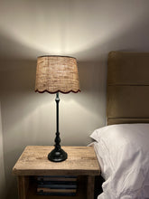 Load image into Gallery viewer, Table Lamp with Red Scallop Linen Shade
