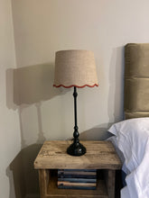 Load image into Gallery viewer, Table Lamp with Red Scallop Linen Shade
