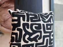 Load image into Gallery viewer, Black Aztec Cotton Cushion
