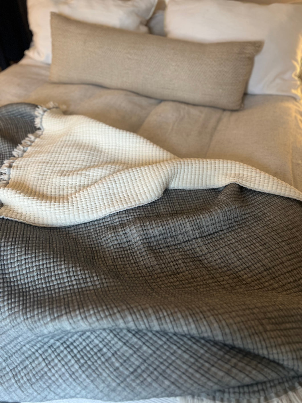 Double sided thick cotton muslin throw