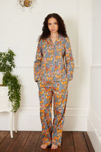 Load image into Gallery viewer, Womens Traditional Cotton Pyjama Set, Grey Untamed Cheetah Print
