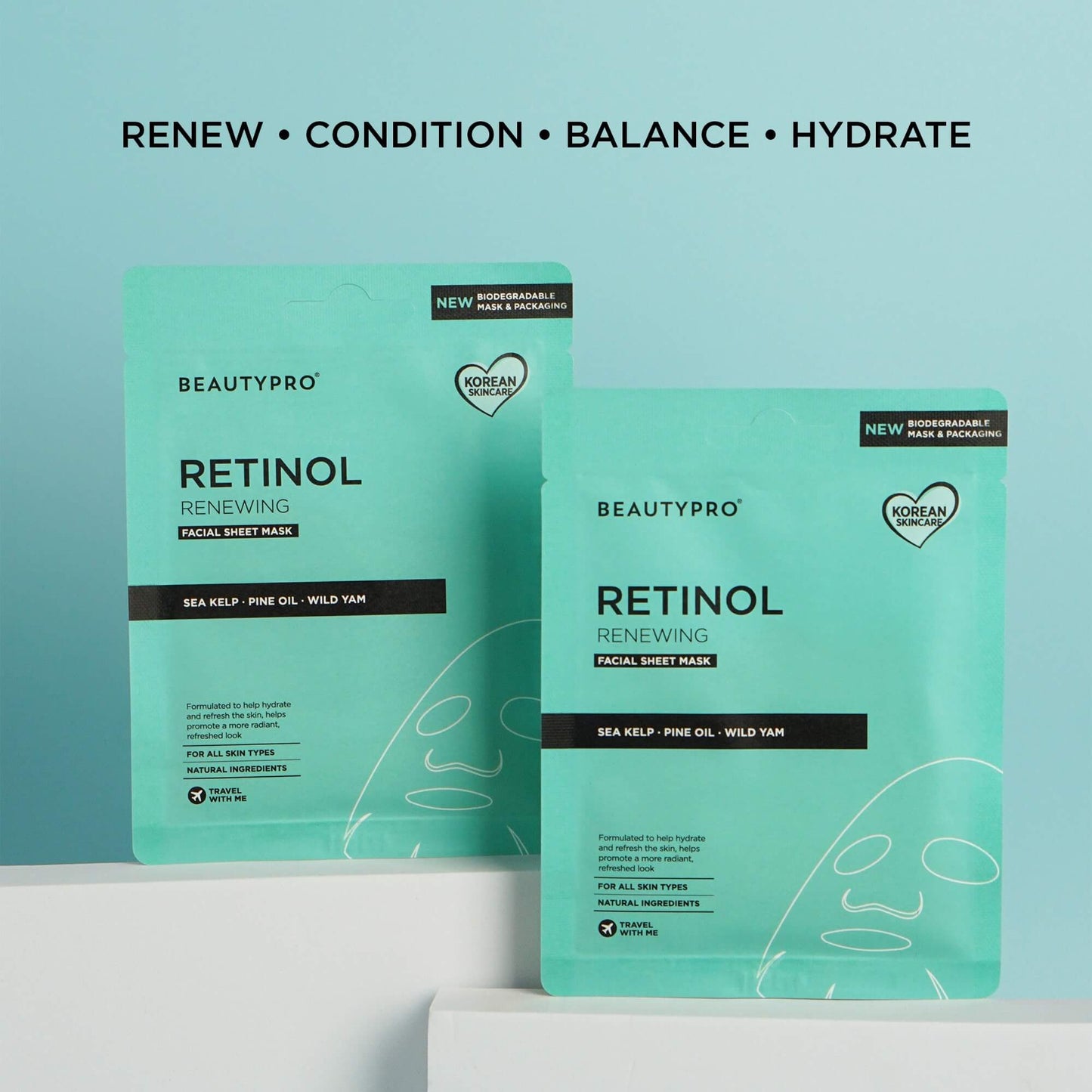 RETINOL Renewing Facial Sheet Mask  - 100% Biodegradable