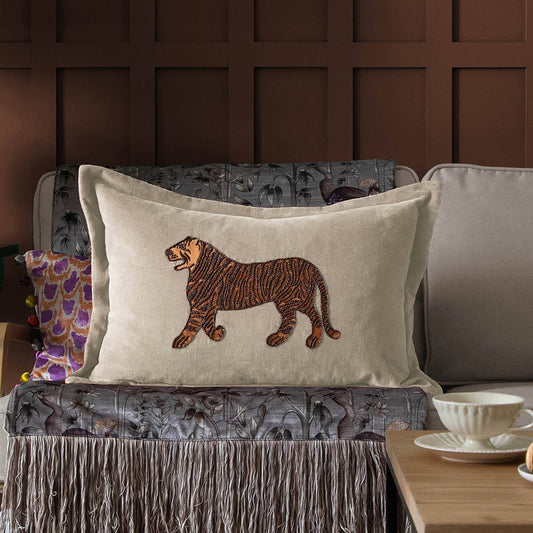 Durga Embroidered Cushion Quartz