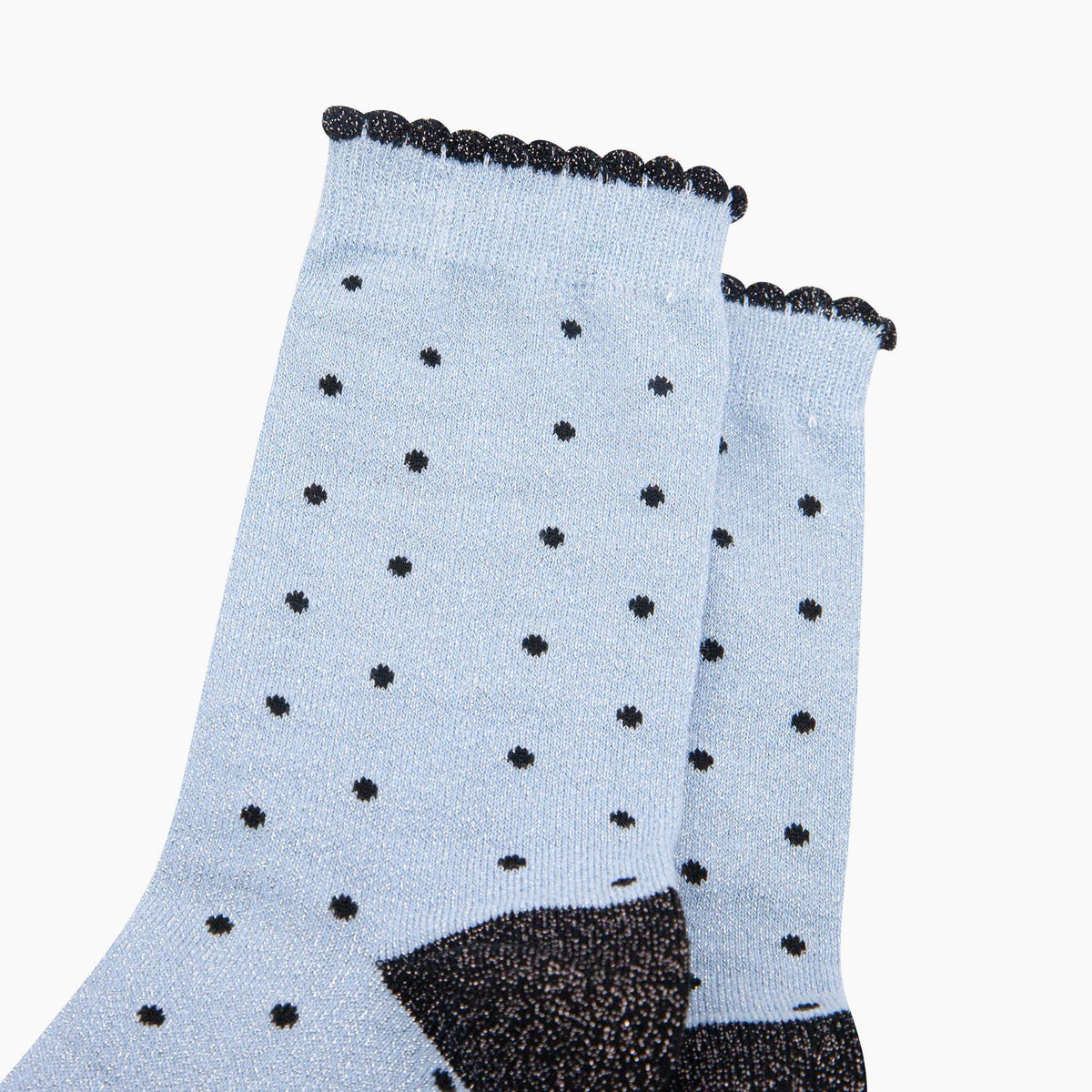 Small Spots Combed Cotton Glitter Socks in Light Blue