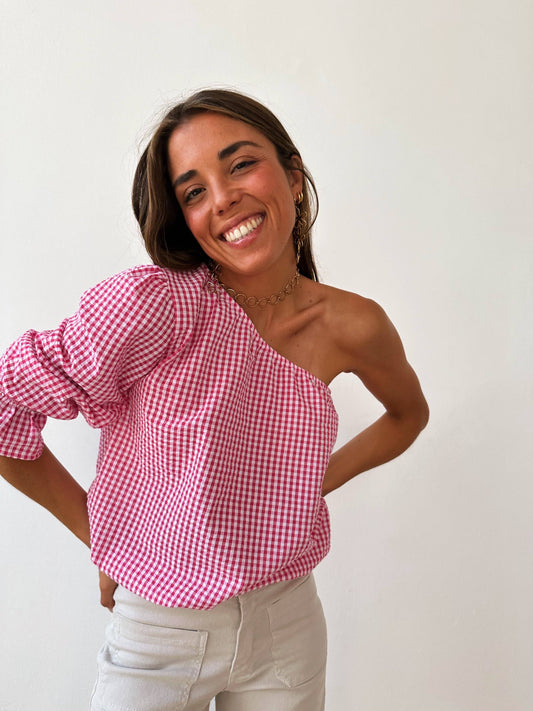 Inés Vichy Fuchsia Top