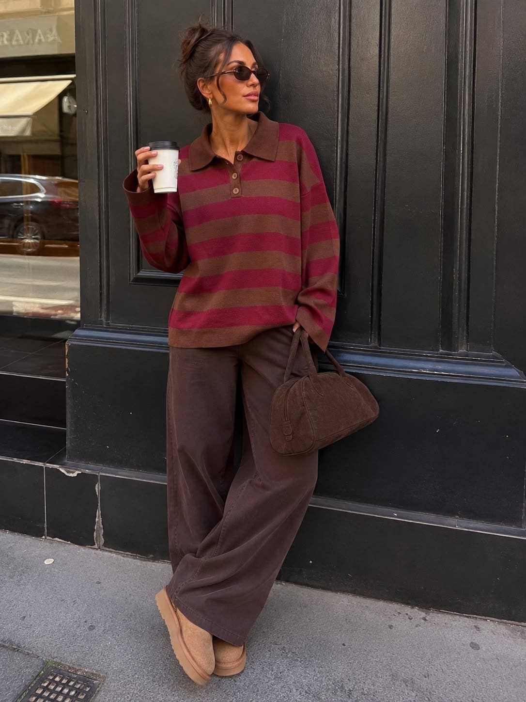 Striped Oversized Polo Sweater – Casual Chic Spirit