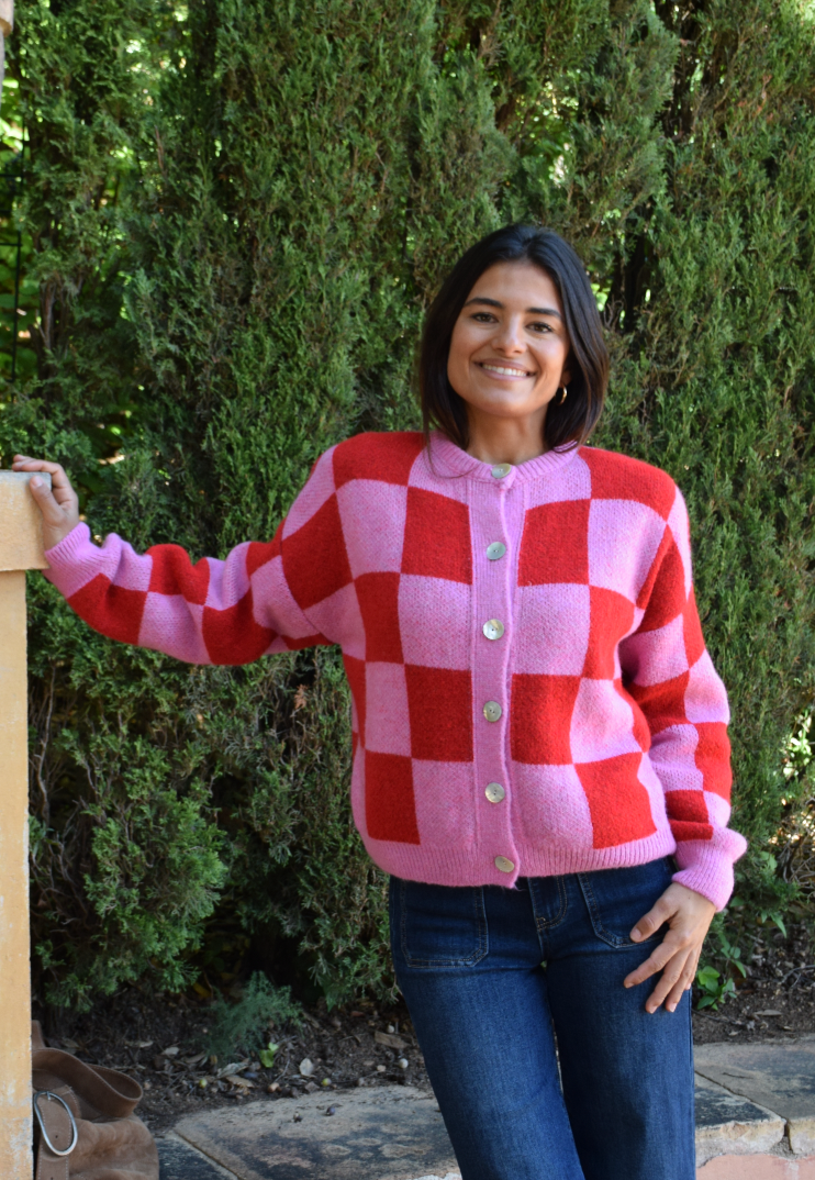 Valentina Red and Pink Cardigan