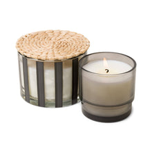 Load image into Gallery viewer, Al Fresco Striped Glass Candle (340g) - Black - Palo Santo &amp; Sage - MarramTrading.com
