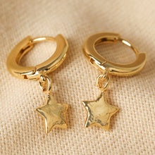 Load image into Gallery viewer, Antiqued Effect Star Charm Huggie Hoop Earrings
