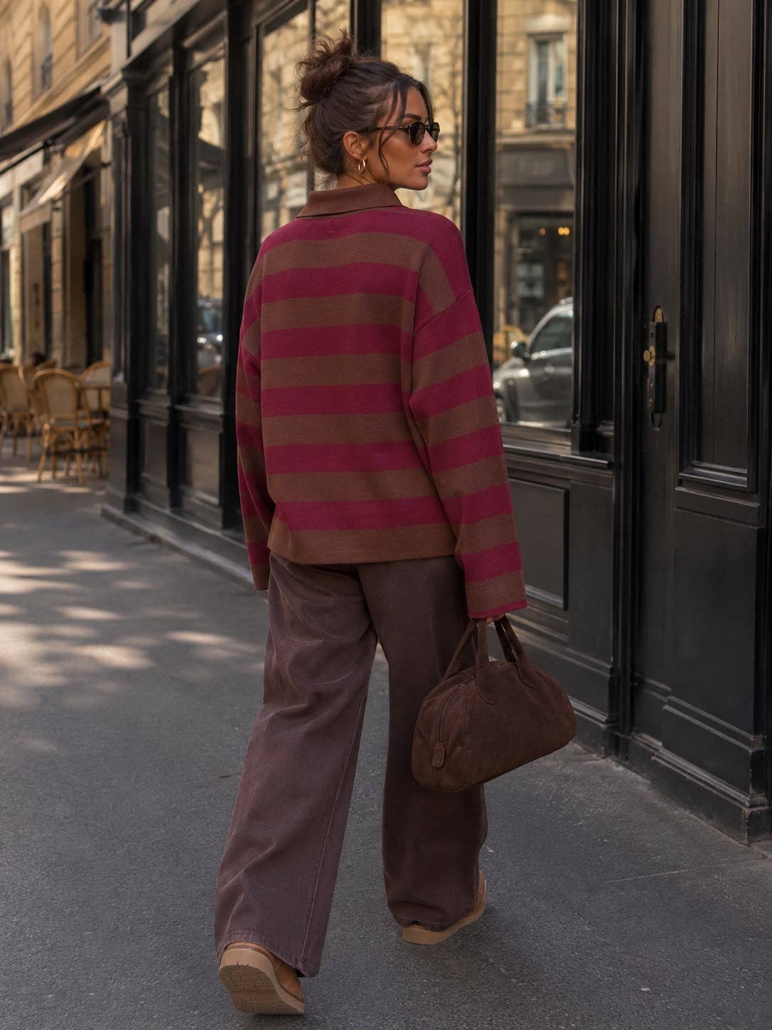 Striped Oversized Polo Sweater – Casual Chic Spirit