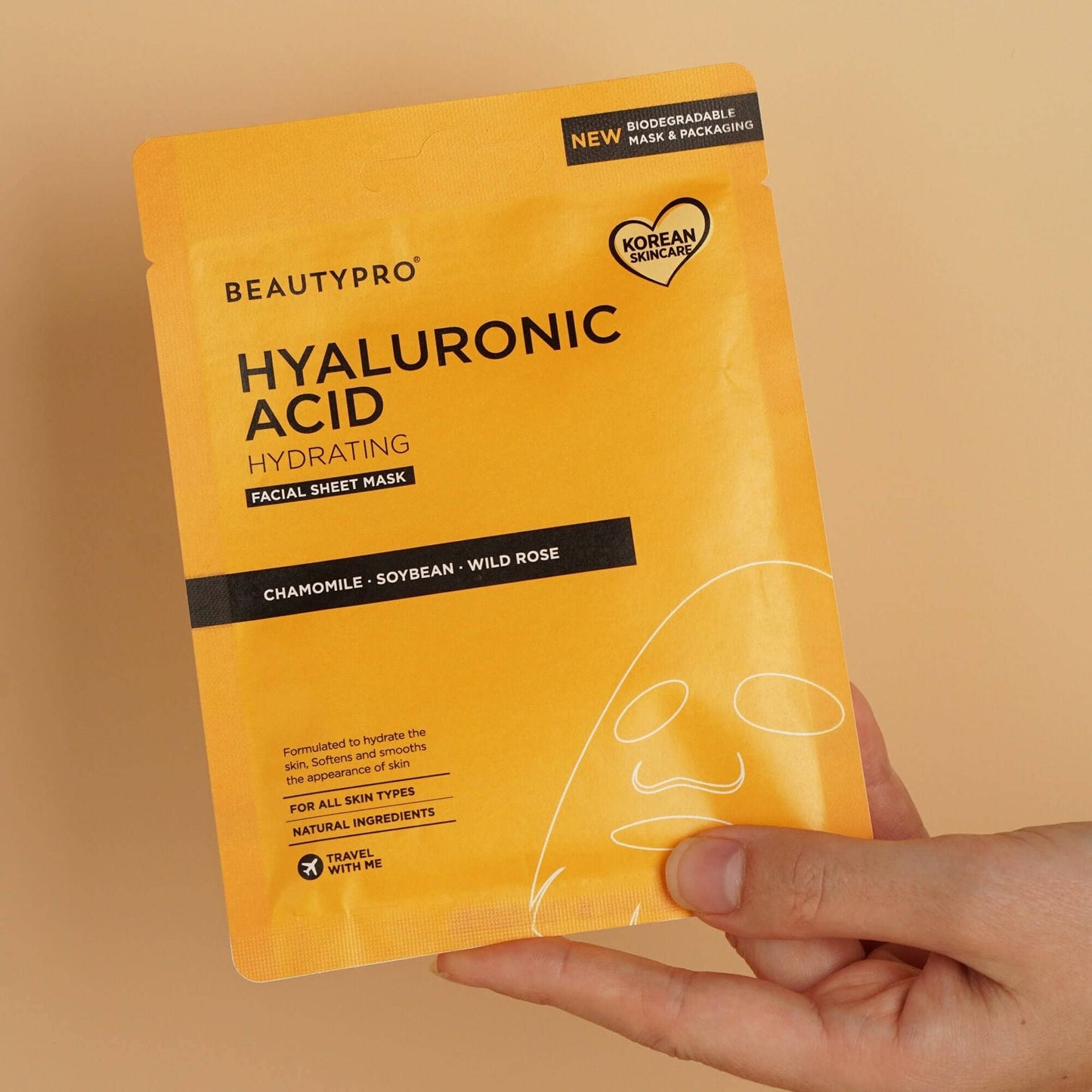 HYALURONIC ACID Hydrating Facial Sheet Mask - 100% Biodegradable