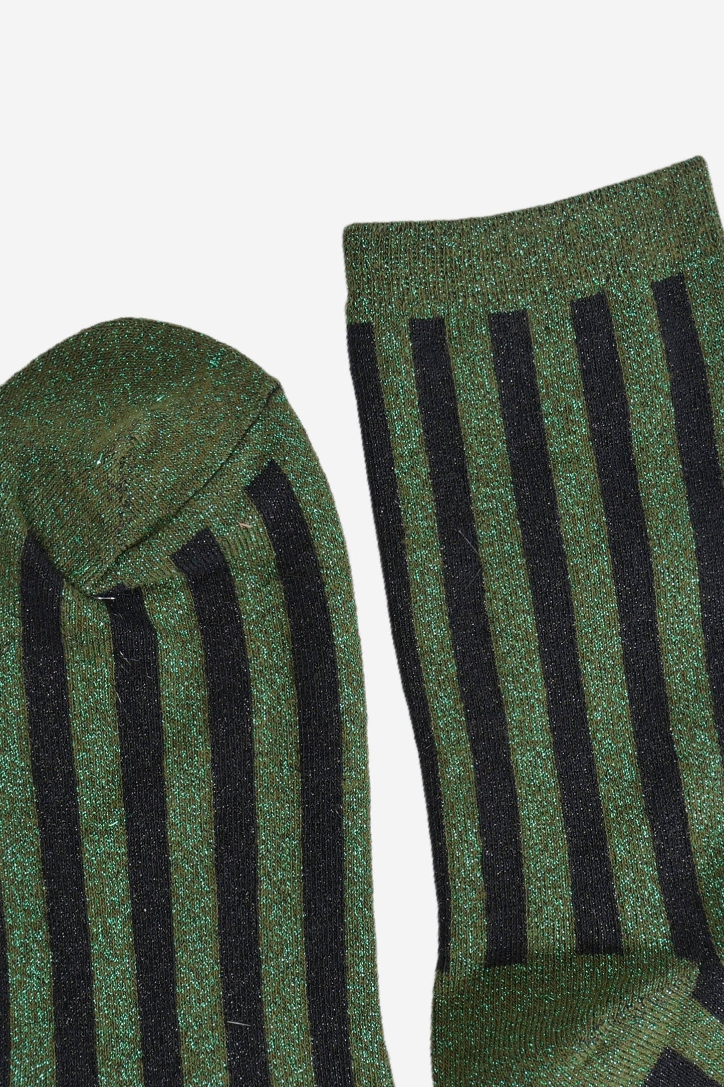 Women's Glitter Socks - Khaki/Black, Vertical Stripe