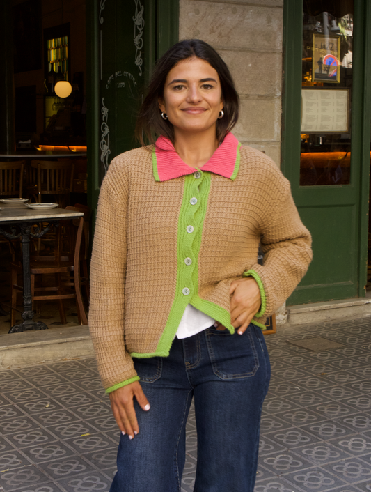 Tina Beige Cotton Cardigan