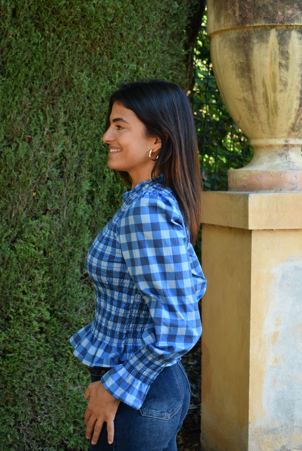 Chía Navy Blue Checkered Blouse
