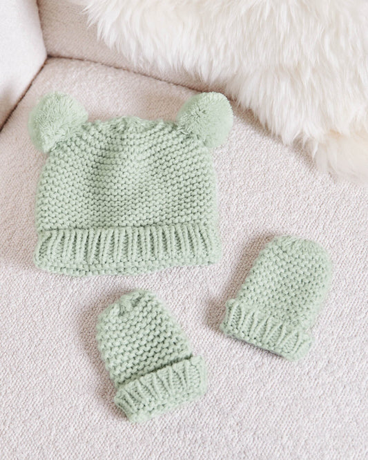 Knitted Hat & Mittens Set