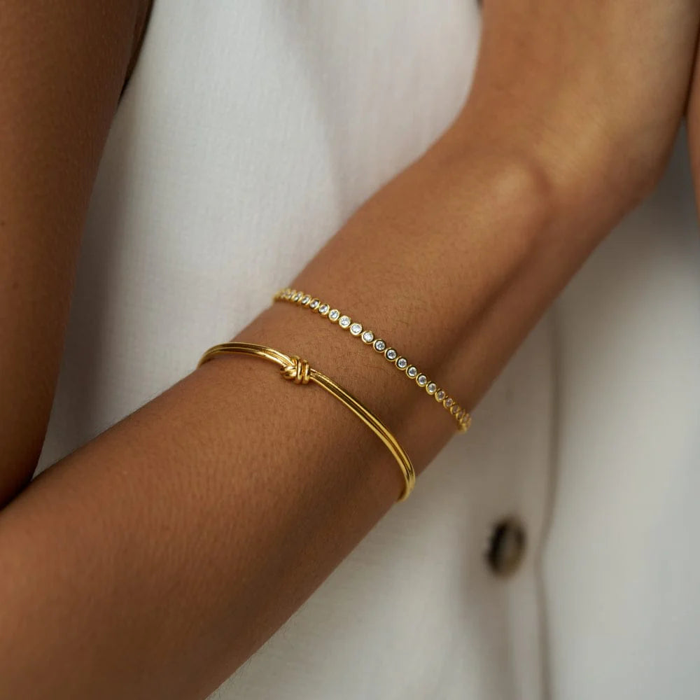 Linear Knot & Crystal Wrist Stacking Set