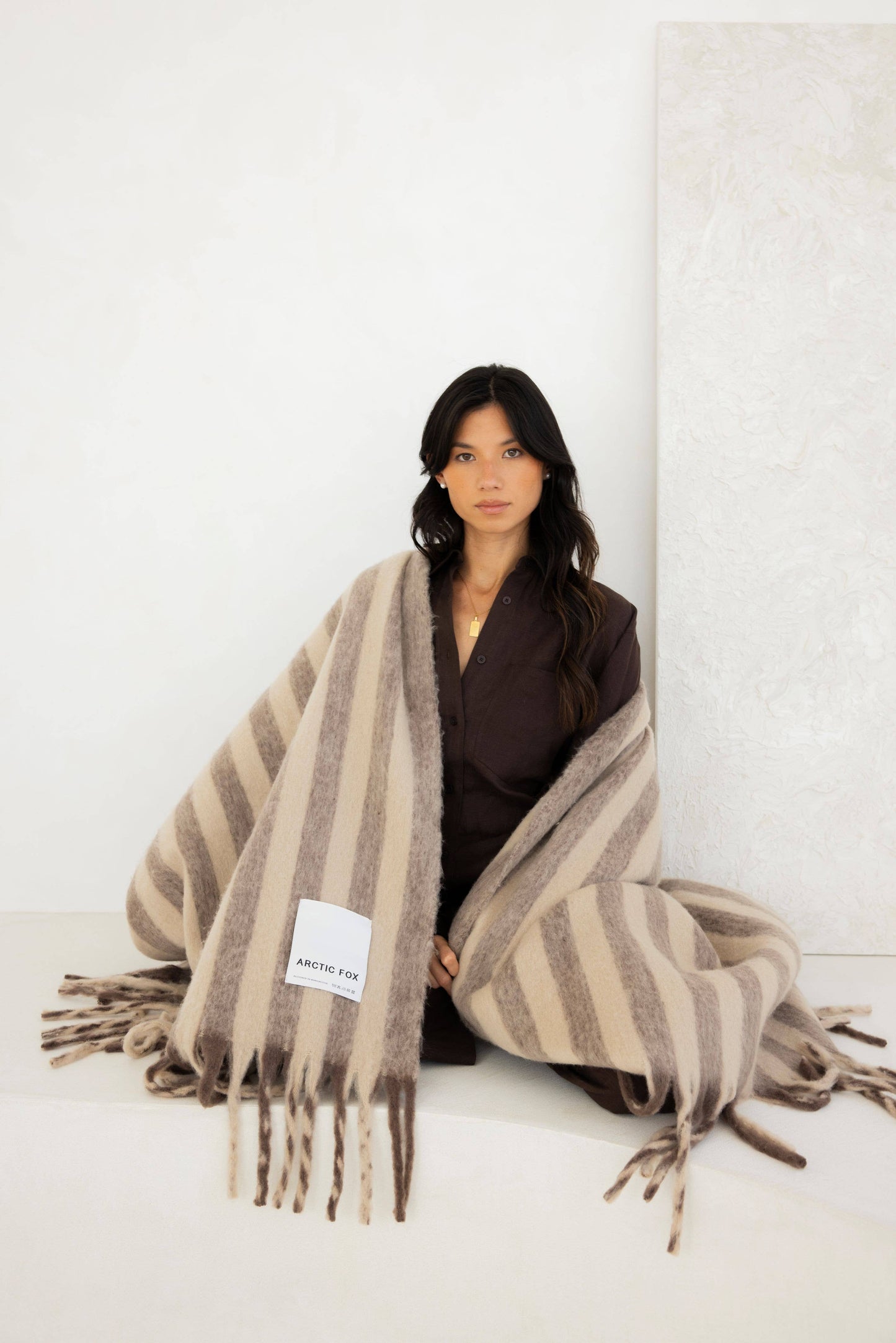 The Wool Stripe Throw - Burnt Umber Stripe - AW25