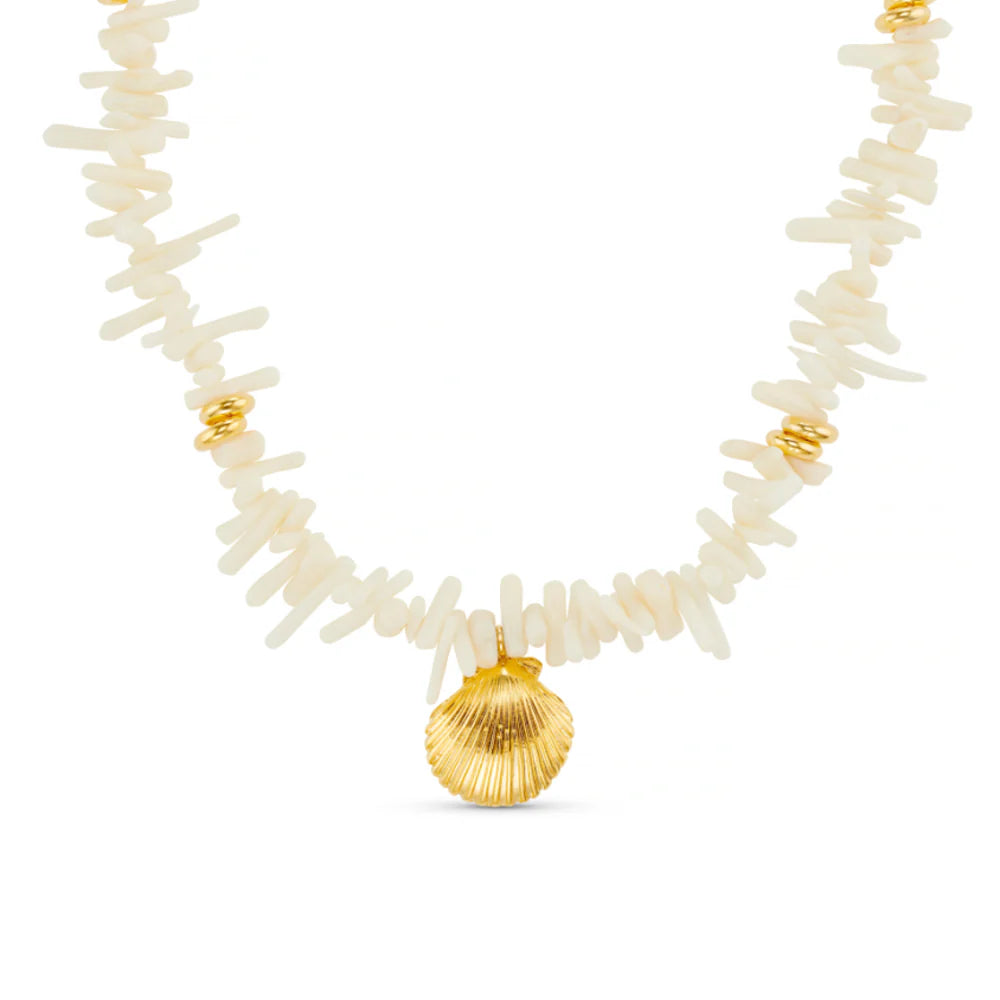 Cream Coral Chip & Shell Necklace