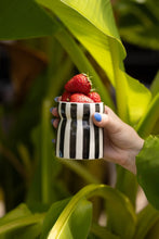 Load image into Gallery viewer, Black Stripped Ceramic Candle - Lava Stone - MarramTrading.com
