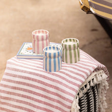 Load image into Gallery viewer, Blue Stripped Ceramic Candle - Lost at Sea - MarramTrading.com
