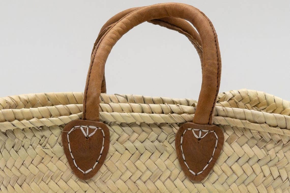 Mini Straw Bags Leather | Beach bag | small straw tote bag