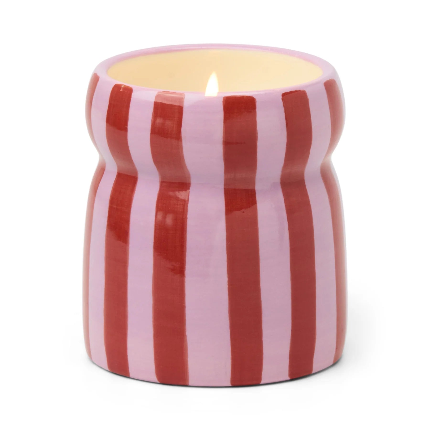 CABANA RED/PINK STRIPED CERAMIC CANDLE - PINK PEPPERMINT - MarramTrading.com