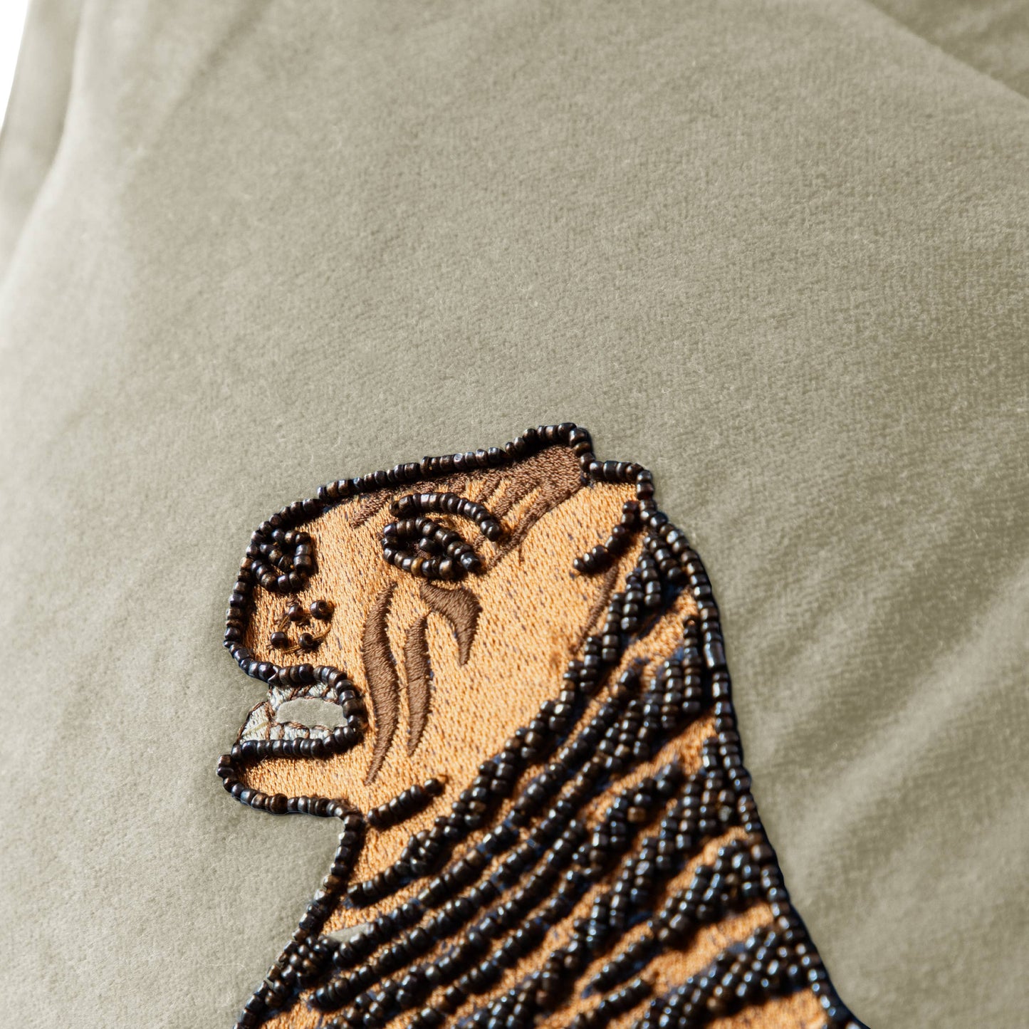 Durga Embroidered Cushion Quartz