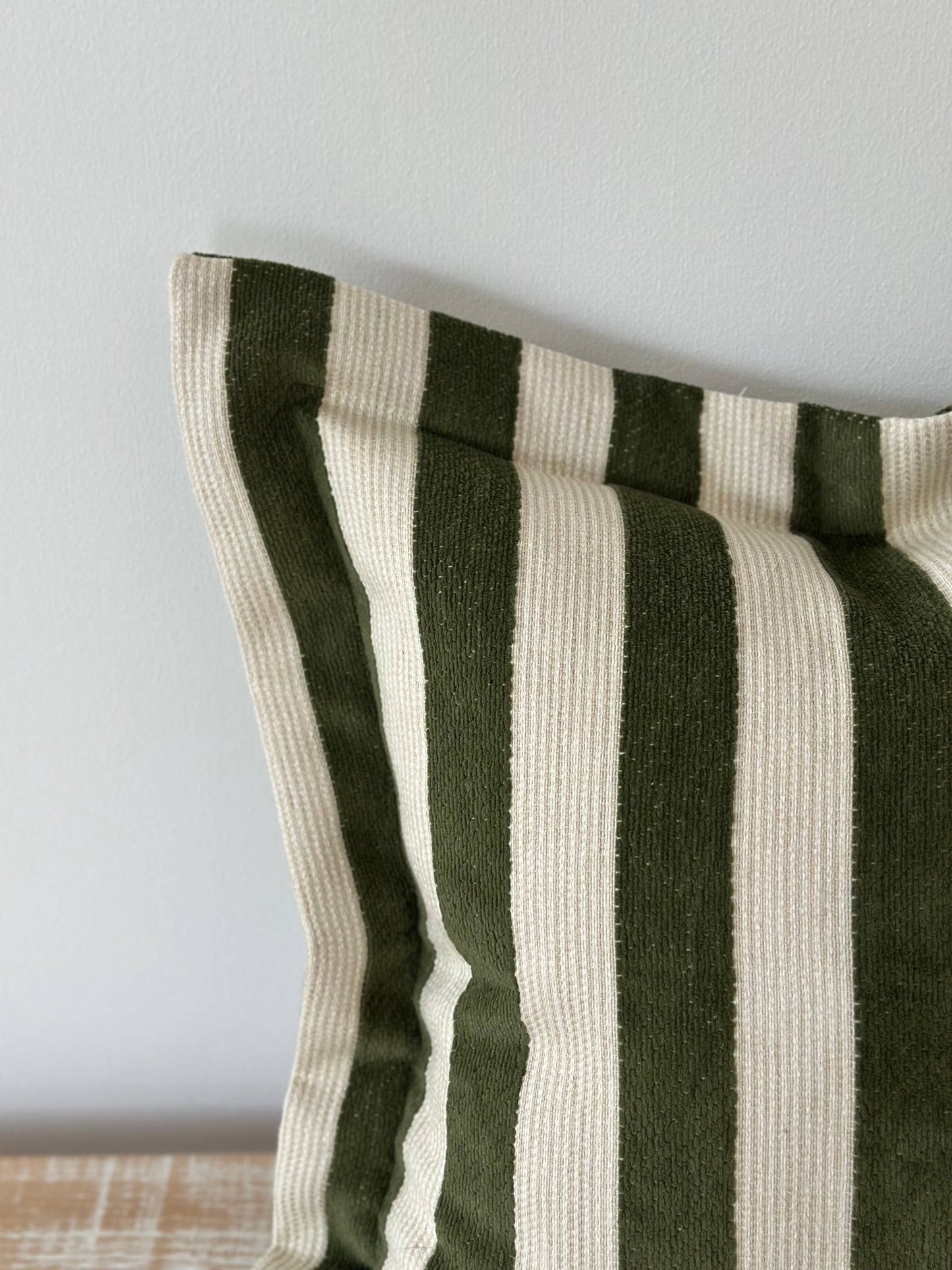 Orla Olive Green Stripe Cushion 45x45cm