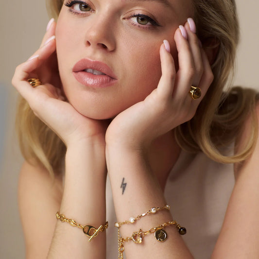 Pearl & Bar Link Chain Bracelet