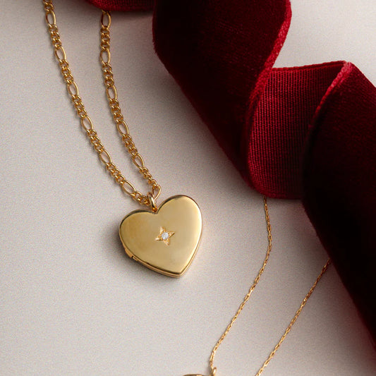 Crystal Heart Locket Necklace