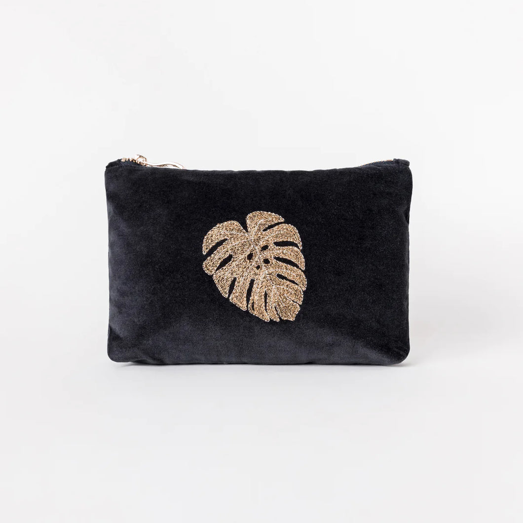 Gold Jungle Leaf Mini Pouch