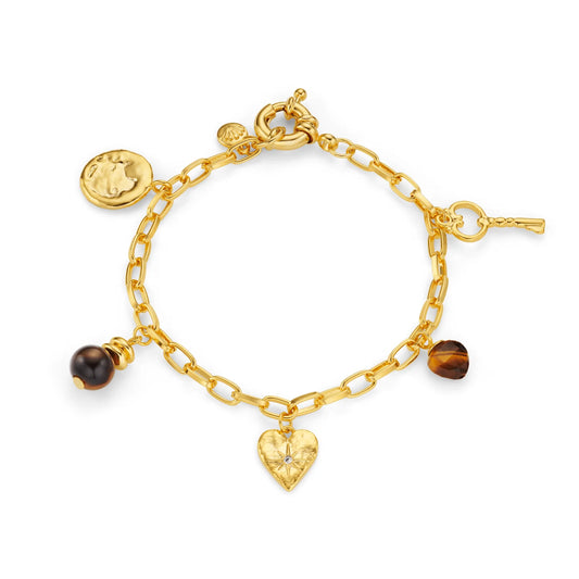 Mixed Charm & Tiger's Eye Bracelet