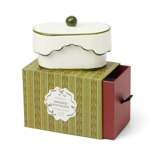 CHERIE CERAMIC DISH CANDLE - GREEN - SMOKED PISTACHIO - MarramTrading.com