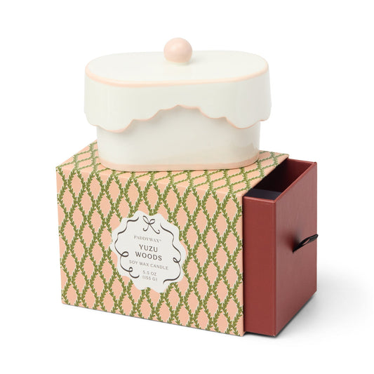 CHERIE CERAMIC DISH CANDLE - PINK - YUZU WOODS - MarramTrading.com