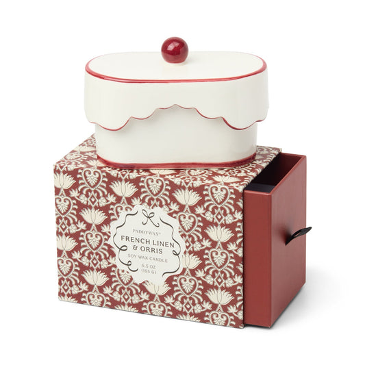 CHERIE CERAMIC DISH CANDLE - RED - FRENCH LINEN & ORRIS - MarramTrading.com